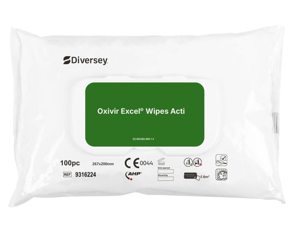 Oxivir® Excel Wipe Acti desinfecterende doekjes met een breed werkingsspectrum | Pak (100 doekjes)