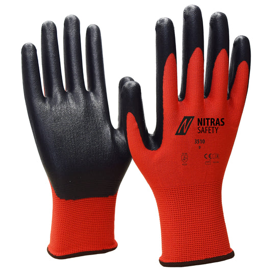 Gants en nylon NITRAS, rouge/noir