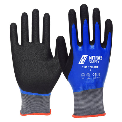 NITRAS OIL GRIP, montagehandschoenen, blauw/zwart
