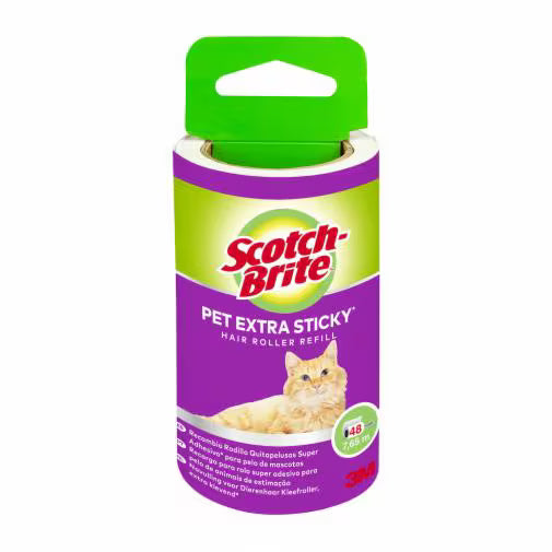 Scotch-Brite™ Pet Extra Sticky* Dierenhaarroller 48 vellen + 4 Scotch-Brite™ Pet Extra Sticky* Dierenhaarvervangingsroller, 48 vellen, 1/pak | Pak (1 stuk)
