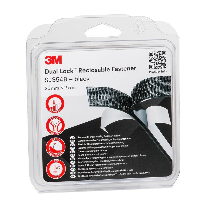 Verrou à pression 3M™ Dual Lock™ SJ3540 noir 25 mm