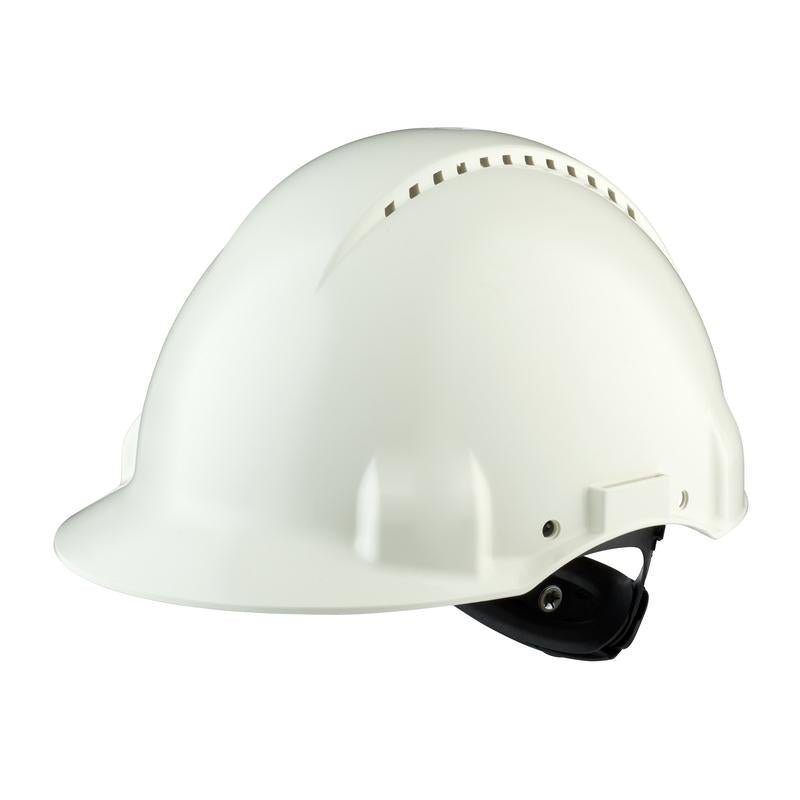 Casque de sécurité 3MMC, Uvicator, fermeture à cliquet, ventilé, bandeau anti-transpiration en plastique, blanc, G3000NUV-VI | Paquet (1 pièce)
