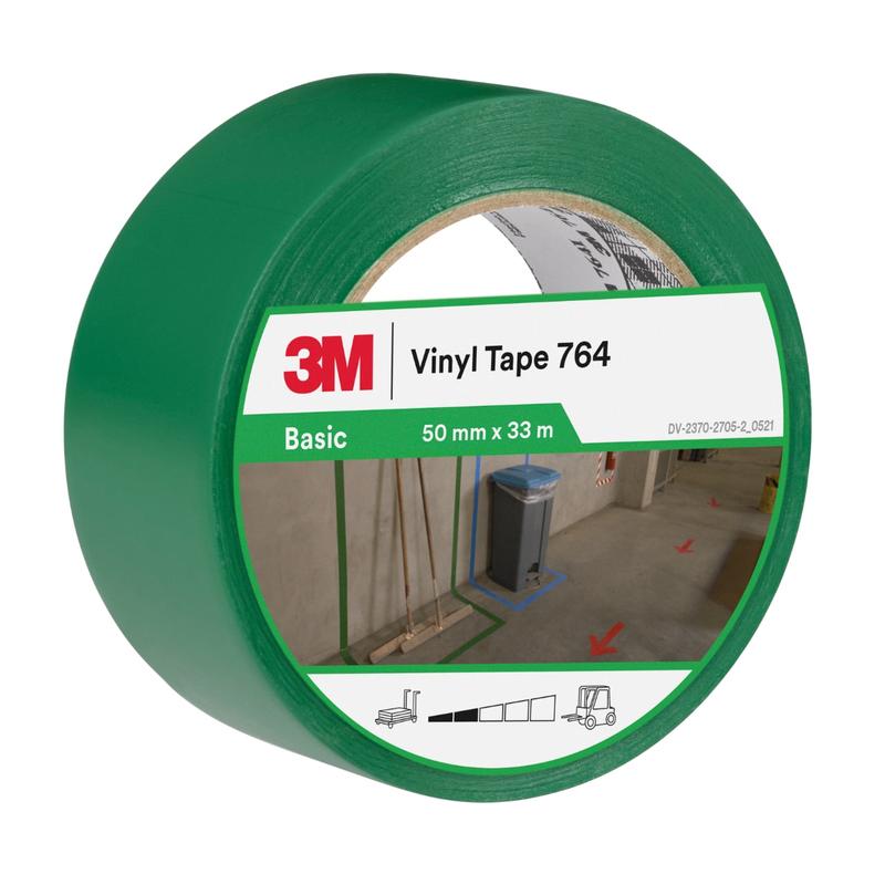 Ruban PVC à usage général 3M™ 764, vert, 50 mm x 33 m, 0,13 mm, emballé individuellement | Paquet (1 rouleau)
