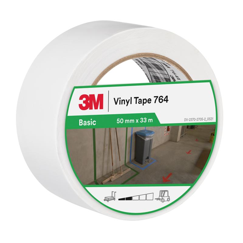 3M™ PVC-tape voor algemeen gebruik 764, wit, 50 mm x 33 m, 0,13 mm, individueel verpakt | Pak (1 rol)
