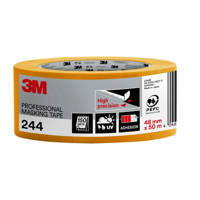 3M™ Schildersafplaktape 244, 50 m - afplaktape voor schilderwerkzaamheden