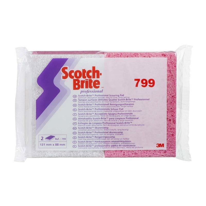 Éponge en cellulose 3M™ Scotch-Brite™ 799, rose/blanc, 88 mm x 131 mm, 24 x 10 pièces/boîte | Paquet (10 pièces)