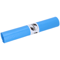 Een rol EMIL DEISS KG (GmbH + Co.) DEISS 40009 vuilniszakken, 700 x 700 x 0,02 mm, blauw (50 stuks), is voorzien van een wit „UNIVERSAL”-etiket met een cirkelvormig logo op een effen witte achtergrond.