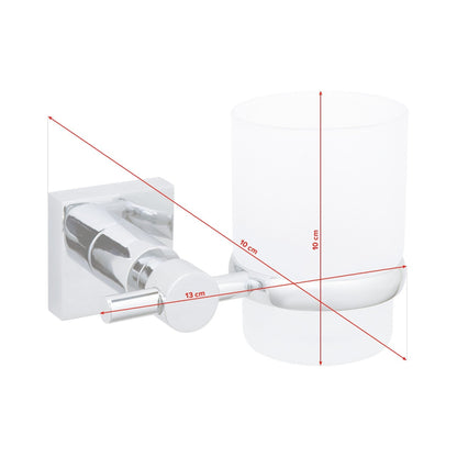 tesa Hukk Zahnbürstenhalter Wand, verchromt, inkl. Klebelösung – Abmessungen