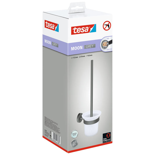 tesa MOON GREY toiletborstelhouder, matgrijs, inclusief zelfklevende oplossing