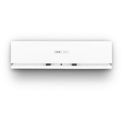 Een witte, rechthoekige, wandgemonteerde papieren handdoekdispenser met "CWS"-logo past perfect bij de CWS ParadiseLine geurverspreider Air Bar kunststof, wit, en zorgt voor een modern en samenhangend beeld van de toiletruimte.