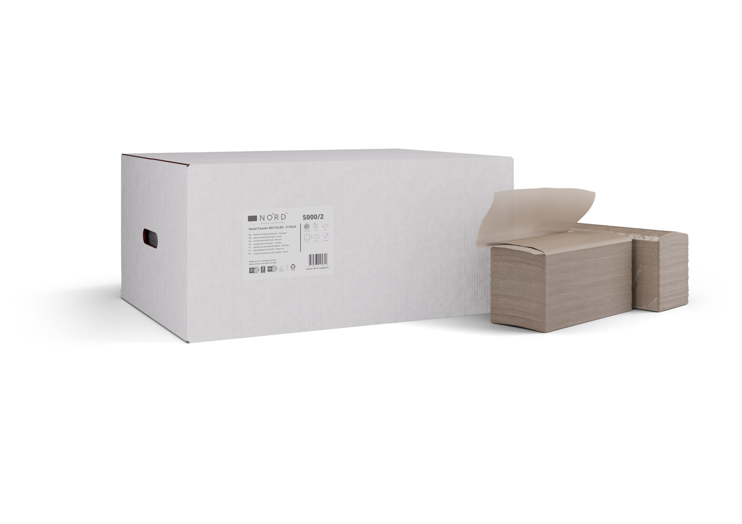 Papieren handdoeken, V-vouw, 23,5x21cm, bruin, 20x250 vellen | Doos (20 pakken)