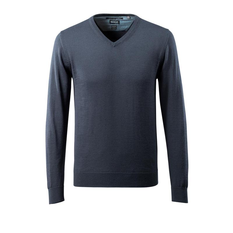Pull tricoté col V, pull tricoté en laine mérinos