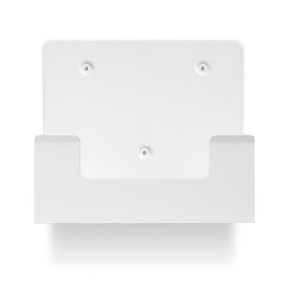 Un support mural rectangulaire blanc Orkla Wound Care AB pour étui de rinçage oculaire REF 51011042 (1 pièce) avec trois trous de vis et une ouverture frontale, présenté de dessus sur un fond blanc simple.