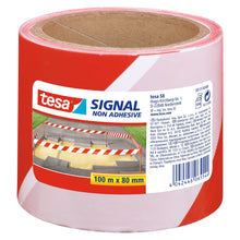 tesa 58137PE Signal niet-klevend afzetlint, 100 m x 80 mm, rood-wit