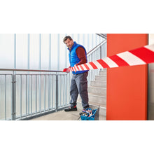 tesa 58137PE Signal niet-klevend afzetlint, 100 m x 80 mm, rood-wit – Toepassing