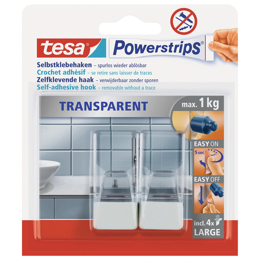 tesa Powerstrips transparante haken LARGE, transparant