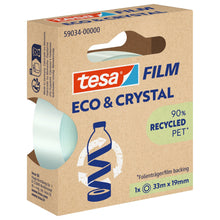 tesafilm Eco & Crystal, transparant, in een ophangbare vouwdoos, 33 m x 19 mm