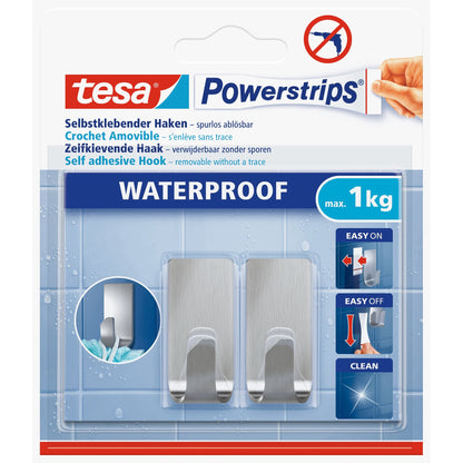 tesa Powerstrips Haken Waterproof S Metall Zoom, weiß