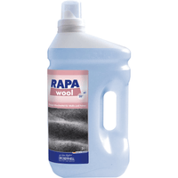 Une grande bouteille en plastique de 3 litres Dr. Schnell Poudre d'hygiène du linge RAPA WOOL de la société DR.SCHNELL GmbH & Co. KGaA, dotée d'une poignée et d'un bec verseur, avec un texte en allemand concernant le nettoyage des textiles et des fibres délicates telles que la laine ou la soie.
