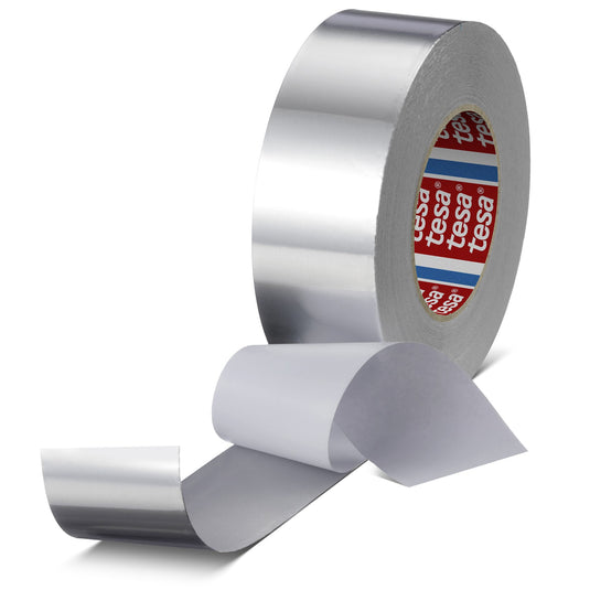 tesa 60672 aluminiumtape met beschermfolie, 50 m x 50 mm, matzilver