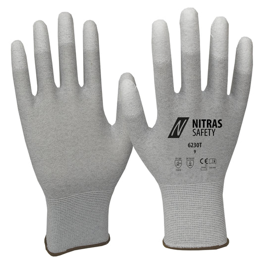 Gants antistatiques NITRAS, gris/blanc