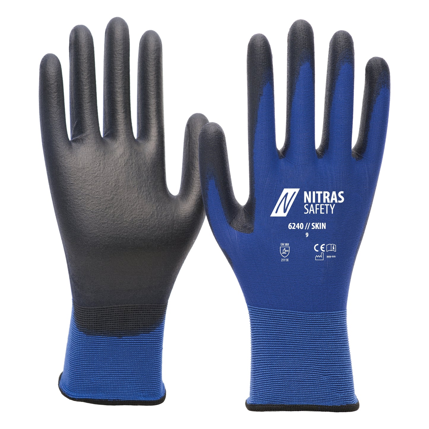 NITRAS SKIN, gants en nylon, bleu / noir
