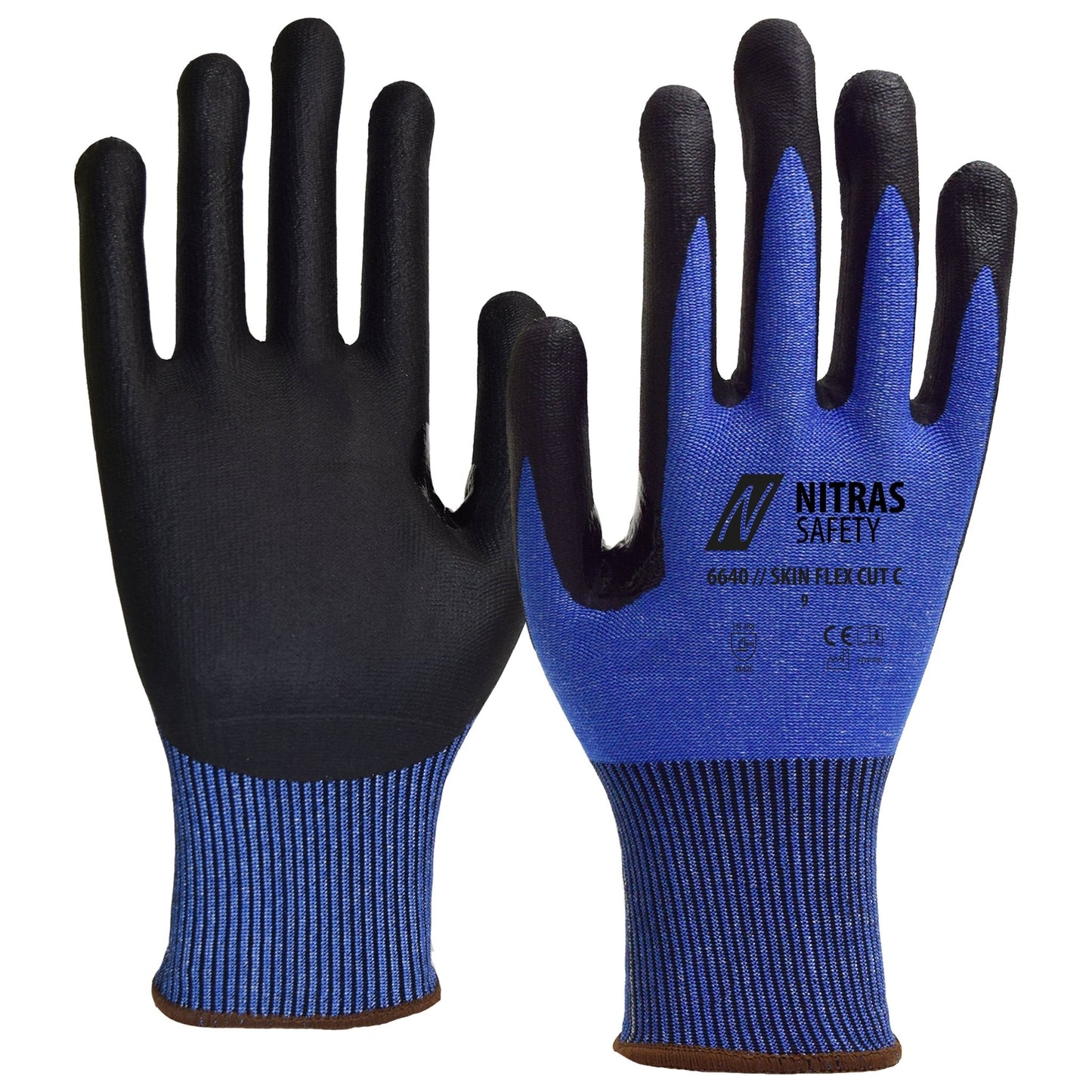 NITRAS SKIN FLEX CUT C, snijbeschermingshandschoenen, blauw/zwart
