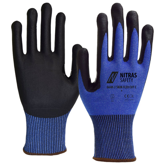 NITRAS SKIN FLEX CUT C, snijbeschermingshandschoenen, blauw/zwart