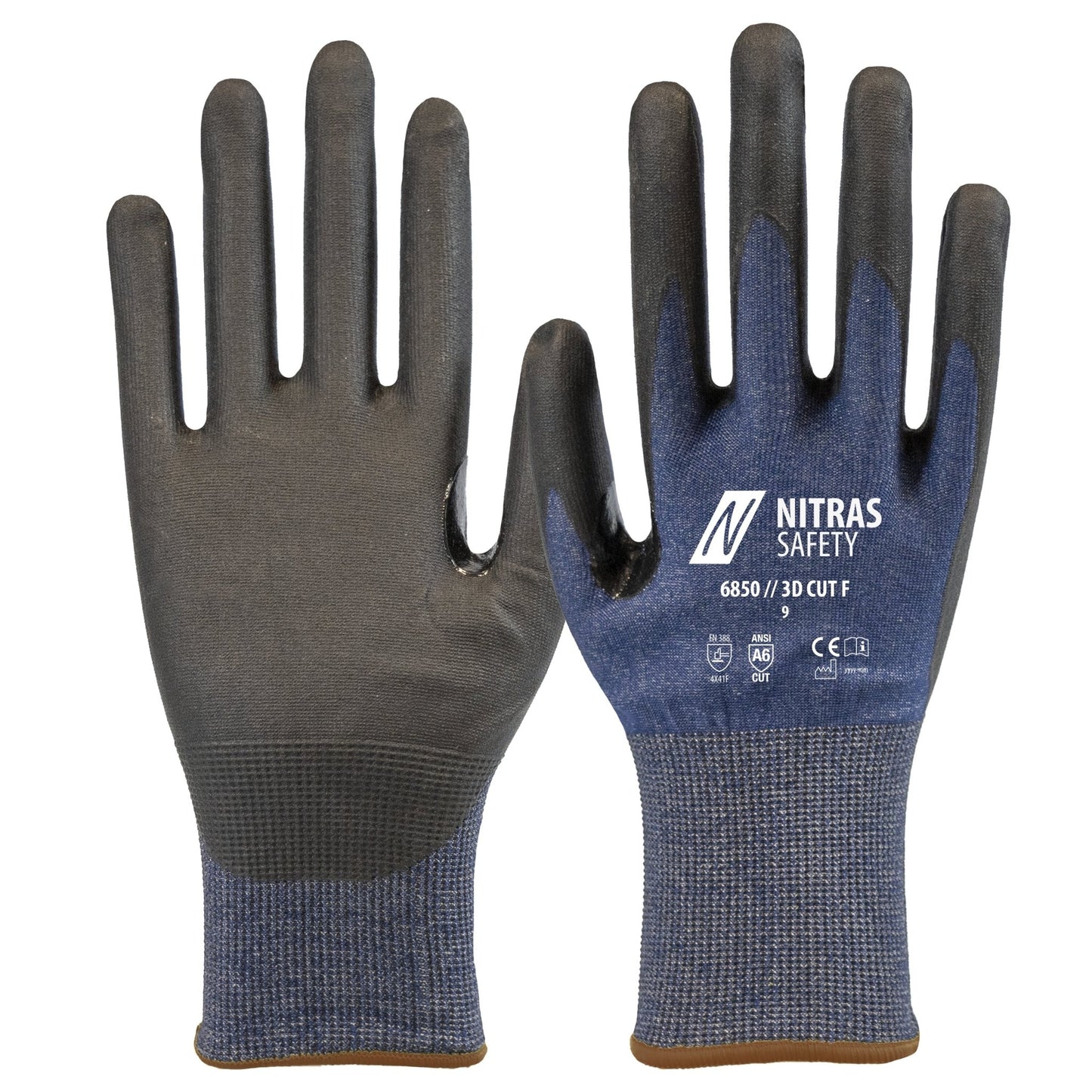 NITRAS 3D CUT F, gants de protection contre les coupures, bleu marine / noir