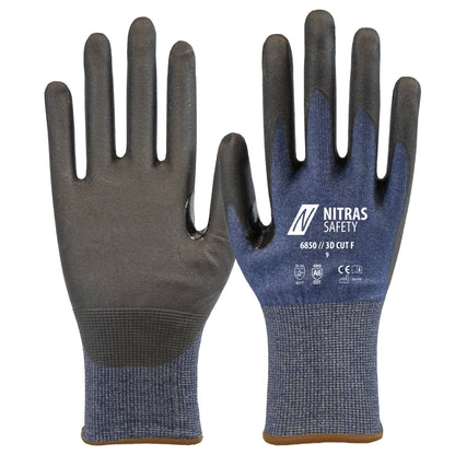 NITRAS 3D CUT F, gants de protection contre les coupures, bleu marine / noir