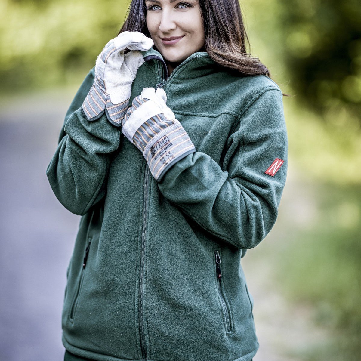 NITRAS SPLIT MASTER, gants en croûte de bovin, rayures vert/rouge/jaune/gris