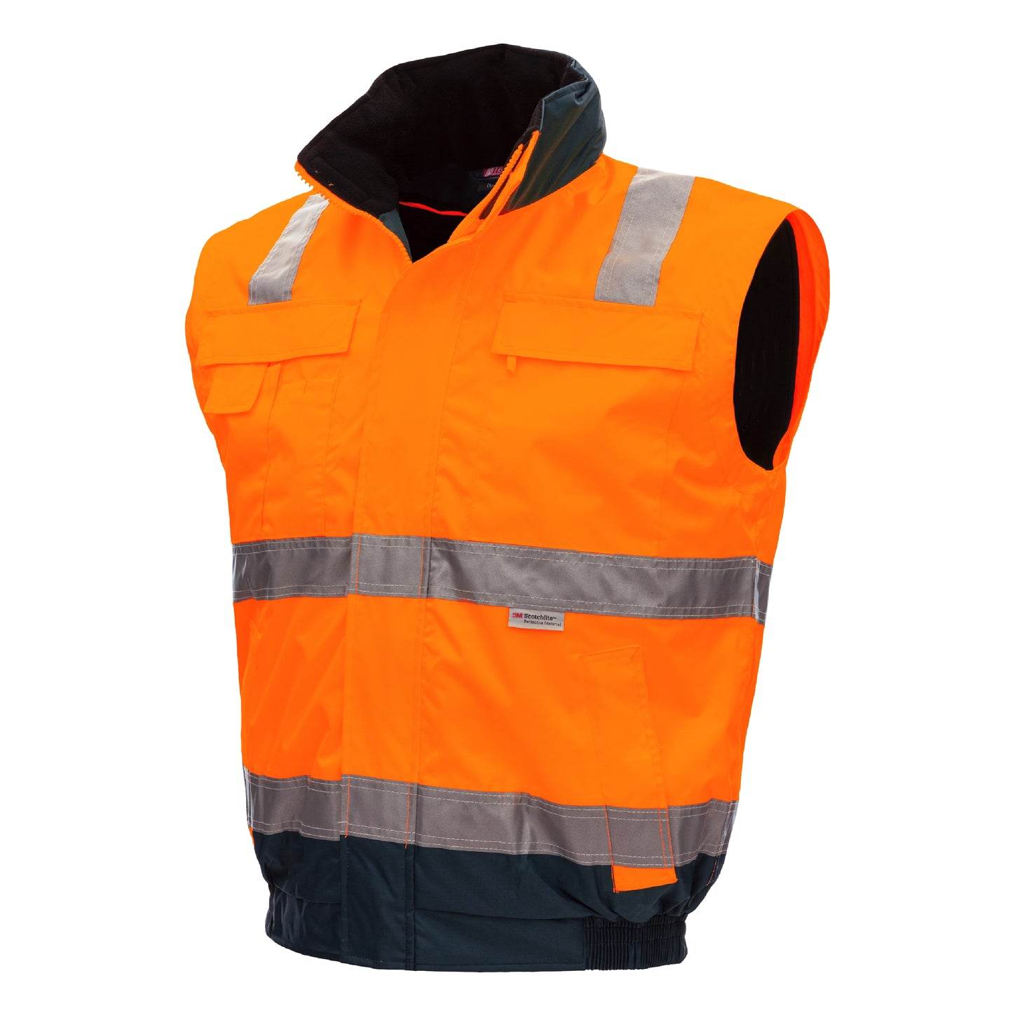 NITRAS MOTION TEX VIZ PLUS, veste pilote haute visibilité, orange fluo / bleu marine