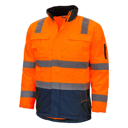 NITRAS MOTION TEX VIZ, hoge zichtbaarheidsparka, neon oranje / marineblauw