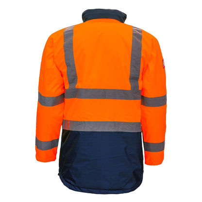 NITRAS MOTION TEX VIZ, hoge zichtbaarheidsparka, neon oranje / marineblauw