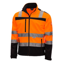 NITRAS MOTION TEX VIZ, veste softshell haute visibilité, orange fluo/noir