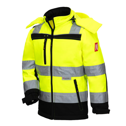 NITRAS MOTION TEX KIDS, veste softshell haute visibilité, jaune fluo/noir