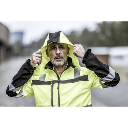 Capuche amovible NITRAS, jaune fluo/noir, polyester OEKO-TEX : 100% | Paquet (1 pièce)