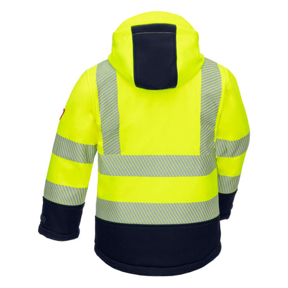 NITRAS MOTION TEX VIZ PLUS KIDS, hoge zichtbaarheid winterjas, neon geel / marineblauw