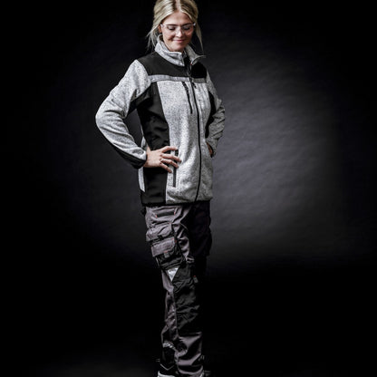 NITRAS MOTION TEX PLUS, gebreid softshell jack, lichtgrijs/zwart