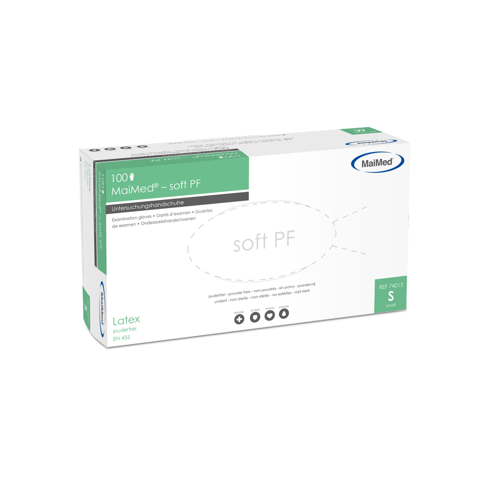 MaiMed-soft PF latex onderzoekshandschoenen niet-steriel poedervrij 100 stuks/doos
