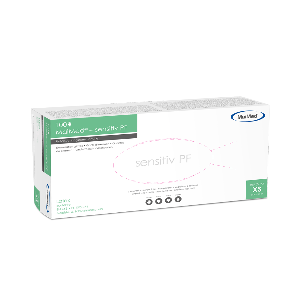 Gants d'examen en latex sensibles MaiMed, non stériles, non poudrés, 100 pièces/boîte
