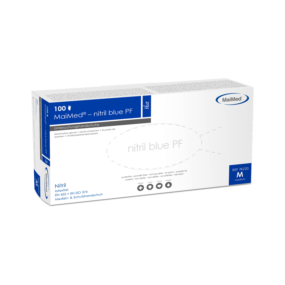 MaiMed-nitril blauw PF Blauw, niet-steriel, poeder. Latexvrije handschoenen 100 stuks/doos
