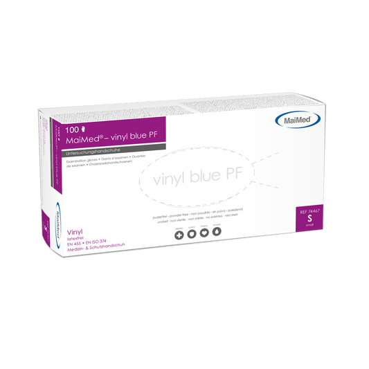 MaiMed-vinyl blauw PF, niet-steriele, poedervrije vinyl onderzoekshandschoenen 100 stuks/doos