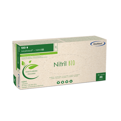 MaiMed-Nitrile BIO, non stérile, non poudré Gant en nitrile sans latex, vert, 100 pièces/boîte