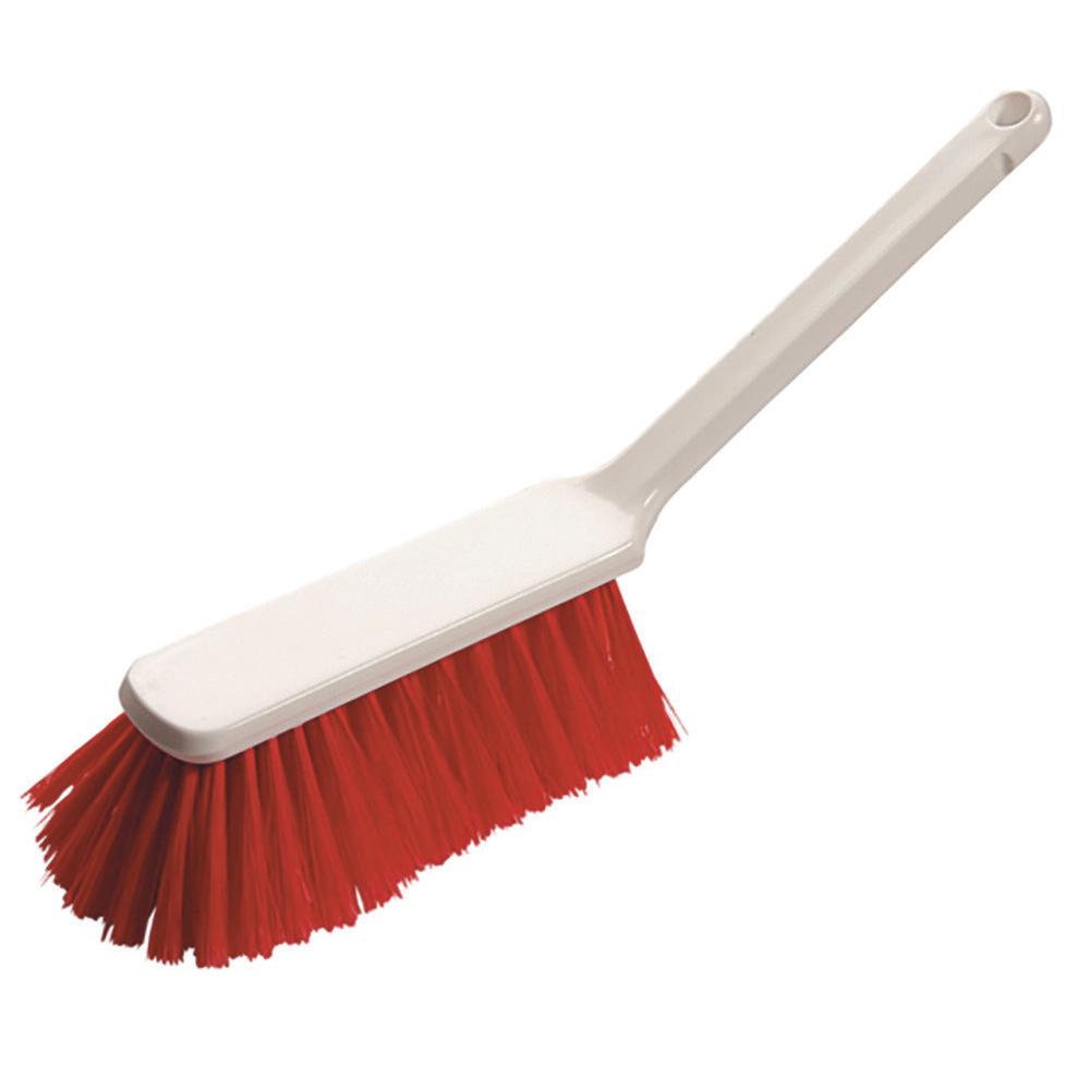 La balayette 315x40x55 mm, douce de Diversey Deutschland GmbH & Co. OHG a des poils rouges doux et une poignée en plastique blanc avec suspension - idéale pour le nettoyage des surfaces délicates.