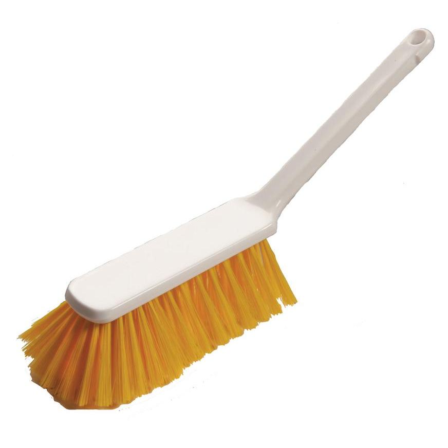 La balayette 315x40x55 mm, douce de Diversey Deutschland GmbH & Co. OHG, dispose d'une longue poignée en plastique blanc et de poils doux, idéale pour nettoyer les surfaces délicates. Illustration sur fond blanc.