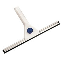 De raamwisser, wit, 350 mm van Diversey Deutschland GmbH & Co. OHG zorgt met zwarte rubberen lip aan de zilveren metalen rand voor streeploze glasreiniging; verkrijgbaar in een doos (2 verpakkingen).