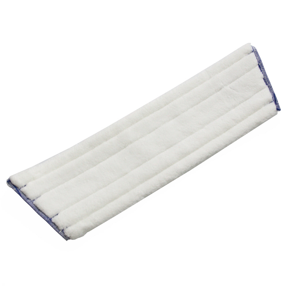 De TASKI Quick Mop van Diversey Deutschland GmbH & Co. OHG is een rechthoekige, platte dweil van hoogwaardige microvezel met doorgestikte naden en lichtblauwe rand op een eenvoudige witte achtergrond voor efficiënte reiniging.