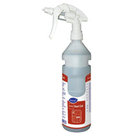 Kit de bouteille transparente de 0,75 l « Sani Cid conc », bouteille de recharge avec ruban distributeur de Diversey Deutschland GmbH & Co. OHG, compatible avec les systèmes Divermite et DQFM. Étiqueté avec les informations sur le produit et le mode d'emploi. Contient 1 bouteille.
