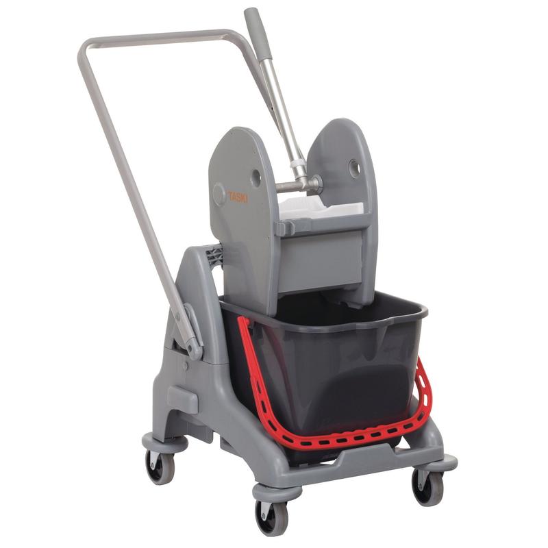 Le système de seau unique TASKI Duo Mop (15L, rouge) de Diversey Deutschland GmbH & Co. OHG est équipé d'un châssis, d'un timon et d'une presse - idéal pour le nettoyage professionnel et les usages commerciaux intensifs. Emballage : 1 pièce.